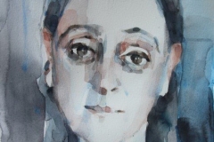 NERICA ABDULIĆ OSMANČEVIĆ - Autoportret sa crvenom bluzom, 2017., akvarel, 24x32cm