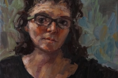 SUZANNE ARBANAS - Autoportret sa zelenim naočalama, 2017., slika: ulje/platno, 60x50cm