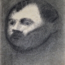 Autoportret, 1976.; ugljen, crtež