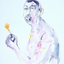 Autoportret sa šafranom, 1994.; akvarel, crtež