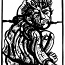 Upozorenje, 1983.; linorez, iz mape 'Izbjeglice' (foto: Dražen Bota)