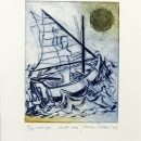 Nevenka Miklenić - Lađa sam, 2007. (iz grafičko-pjesničke mape Ljeto u Samoboru), suha igla, 39x26,5.jpg