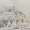 Slava Raškaj - Ozalj u snijegu, akvarel, oko 1899.,34x51.JPG