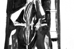 Čelista 8, 1950., tuš, močilo, papir, 42,4x29,4cm