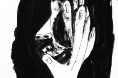 Glava žene 6 (Z105), 1950., tuč, močilo papir, 42x29,5cm