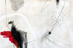 Komfort zona - akril, ugljen, olovka, kreda  na papiru, 70,7x100cm, 2018.
