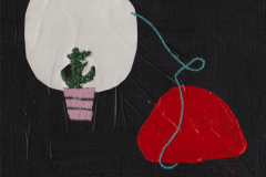 Moja crna ne zna još da je crna - kolaž, akril, ručni vez  na platnu, 21x21cm, 2019.