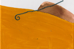 Nedorečena - akril, ručni vez, akvarel  na platnu, 21x21cm, 2019.