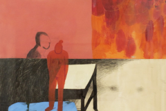 Nostalgija - kolaž, akril, ugljen  na papiru, 70x100cm, 2018.