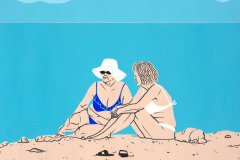 Babe s plaže III - akril na papiru, 29,7 x 42 cm, 2022.