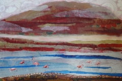 Flamingo dessert (Chile) - collage on canvas, 80x60, 2016.