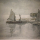 Bragozzi na molu, 1912.-1913., akvatinta u boji