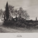 Večernji zvon, oko 1900., bakropis - foto: Goran Vranić