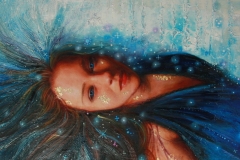 Sandra Radić Parać - Autoportret ležeći; kombinirana tehnika na drvu, 46x25cm, 2018.