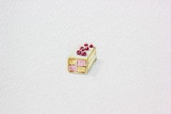 Nikolina Knežević - Battenberg Cake; akvarel, akril, drvene bojice, 19x21mm, 2018.