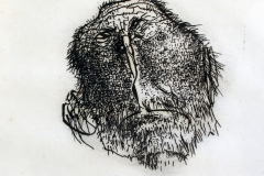 Albert Kinert – Autoportret, 1974., autorski otisak/papir, 14x14cm, Gradski muzej Omiš