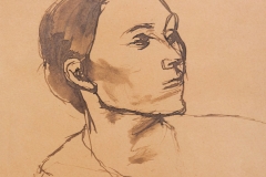 Anka Krizmanić – Autoportret, 1917., crtež tuš/papir, 14x14cm, Gradski muzej Omiš