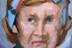 Melita Bošnjak – Autoportret, 1987., akrilik/papir, 19x16cm, Gradski muzej Omiš