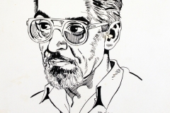 Julije Radilović – Autoportret, 1987., crtež tušem/papir, 20x19cm, Gradski muzej Omiš