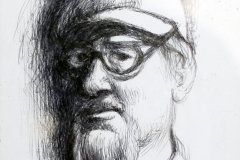 Ivo Režek – Autoportret, 1977., crtež olovkom/papir, 7x6cm, Gradski muzej Omiš