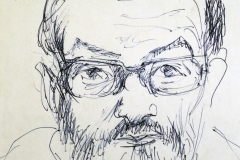 Stipe Sikirica – Autoportret, 1977., crtež kemijskom olovkom/papir, 23x18cm, Gradski muzej Omiš