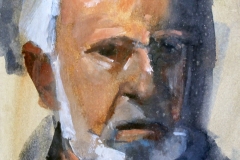 Ljubo Škrnjug – Autoportret, 1986., akvarel/papir, 20x14cm, Gradski muzej Omiš