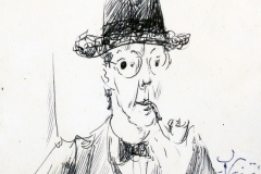 Fedor Vaić – Autoportret, 1960., crtež kemijskom olovkom/papir, 10x10cm, Gradski muzej Omiš