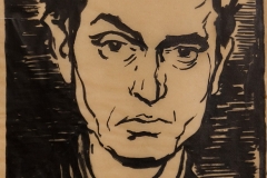 Ivo Dulčić – Autoportret, 1944., crtež tušem/papir, 24x17cm, Gradski muzej Omiš