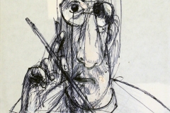 Ljubo Ivančić – Autoportret, 1983., kombinirana tehnika/papir, 14x11cm, Gradski muzej Omiš